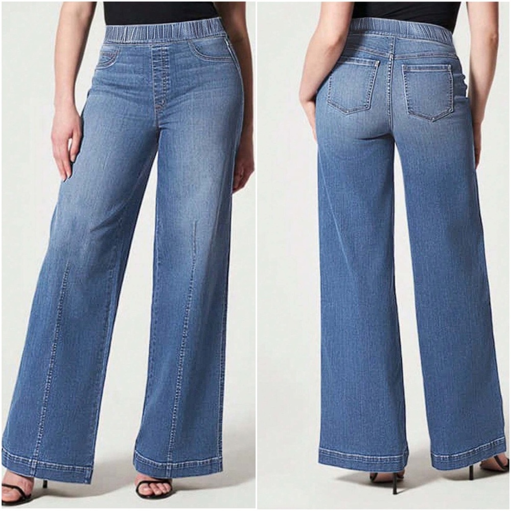 Medium Wash Straight Stretchy Waist Denim Jeans